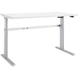 Schäfer Shop Select Schäfer Shop  Select Bureautafel Moxxo IQ, elektrisch in hoogte verstelbaar, rechthoek, C-poot, B 1800 x D 800 x H 725-1185 mm, wit/blank aluminium
