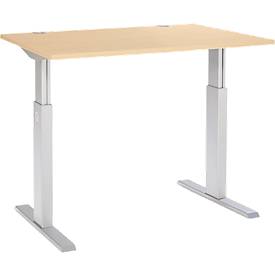 Schäfer Shop Select Bureautafel ERGO-T, T-poot, eentraps elektrische in hoogte verstelbaar, B 1200 x D 800 x H 725 -1185 mm, dekor ahorn