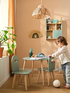 VERTBAUDET Set houten stoelen en tafel REGENBOOGCOLLECTIE saliegroen