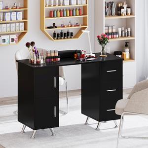 Costway Professionele Manicuretafel met 2 Kasten 3 Lades Nagelstudio met Polssteun Metalen Poten voor Schoonheidssalon Spa 108 x 45 x 76 cm