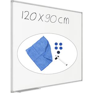 Eurokraft basic Whiteboardset incl. toebehoren, plaatstaal, gelakt, b x h = 1200 x 900 mm