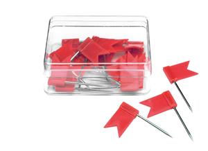 Alco Punaise vlaggetjes - 20x - voor prikbord/memobord/wereldkaart - rood -