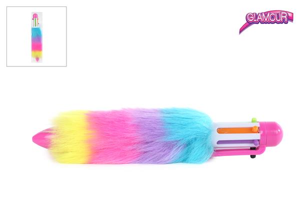 Merkloos Glamour Pluizige Multi Color Balpen