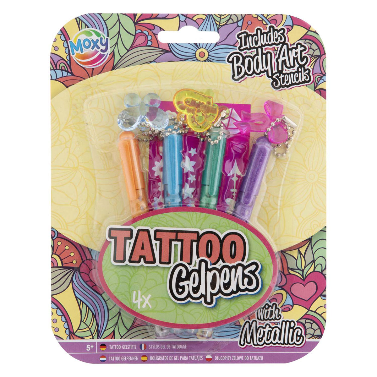 Moxy Tattoo Gelpennen Metallic Met Sjabloon Set A 4