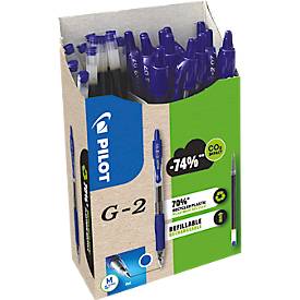 Pilot Gelpen  G2-7, blauw, lijndikte 0,4 mm, documentbestendig, navulbaar, 70 % gerecycled kunststof, 12 stuks + 12 navullingen blauw