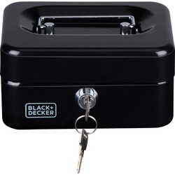 Black & Decker Geldkistje/kluisje met 2 sleutels - zwart - staal - muntbakje - 15 x 12 x 8 cm - inbraakbeveiliging -