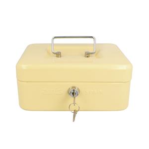 AMIG Geldkistje met 2 sleutels - beige - staal - muntbakje - 20 x 16 x 7 cm - inbraakbeveiliging -