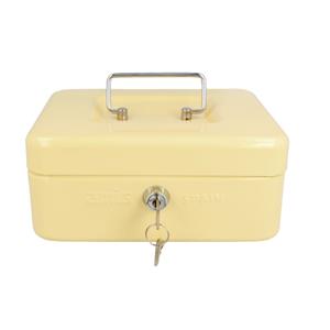 AMIG Geldkistje met 2 sleutels - beige - staal - muntbakje - 20 x 16 x 9 cm - inbraakbeveiliging -