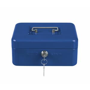 AMIG Geldkistje met 2 sleutels - blauw - staal - muntbakje - 20 x 16 x 9 cm - inbraakbeveiliging -
