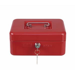 AMIG Geldkistje met 2 sleutels - rood - staal - muntbakje - 20 x 16 x 9 cm - inbraakbeveiliging -