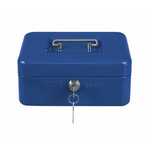 AMIG Geldkistje met 2 sleutels - blauw - staal - muntbakje - 25 x 18 x 9 cm - inbraakbeveiliging -