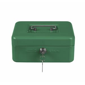 AMIG Geldkistje met 2 sleutels - groen - staal - muntbakje - 25 x 18 x 9 cm - inbraakbeveiliging -