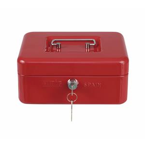 AMIG Geldkistje met 2 sleutels - rood - staal - muntbakje - 25 x 18 x 9 cm - inbraakbeveiliging -