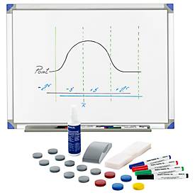 Schäfer Shop Select Whiteboard 90120 - aluminium frame - kunststof gecoat - 1200 x 900 mm + set van accessoires gratis - ons merk 