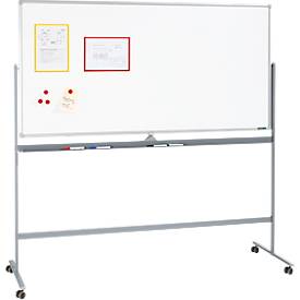 Schäfer Shop Select Verrijdbaar whiteboard - aan 2 zijden te gebruiken - wit gelakt - draaibaar bord - B 1800 x H 1200 mm