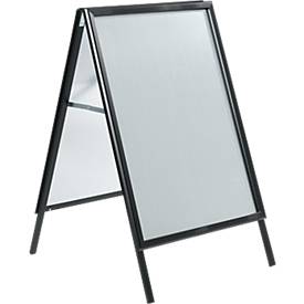Stoepbord uit aluminium, weerbestendig, voor A1-formaat (594 x 841 mm), zwart