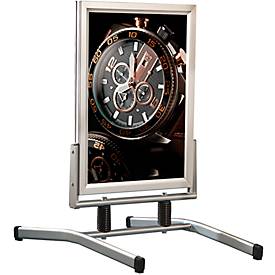 Stoepbord SwingMaster - aluminium geëloxeerd - B 975 x H 1500 mm - voor A0-formaat – weerbestendig - zilverkleur