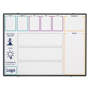 Smit Visual Whiteboard Bedrukt - Softline profiel 8 mm zwart - 120 x 200 cm