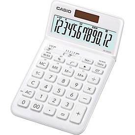 Casio tafelrekenmachine JW-200 SC, 12-cijferig BIG LC-display, werkt op zonne-energie/batterijen, wit