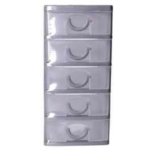 5five Ladeblokje kunststof met 5 lades - transparant/grijs - 9 x 13 x 19 cm - opberglades -