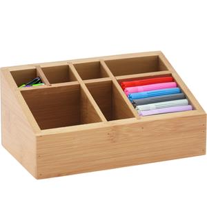 Eleganza Pennenbak bureau organizer - bamboe hout - 17 x 10 x 8 cm - 7-vaks -