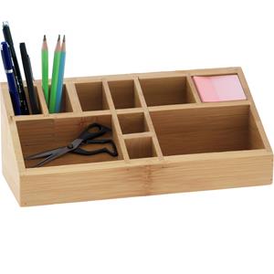 Eleganza Pennenbak bureau organizer - bamboe hout - 23 x 9 x 9 cm - 10-vaks -