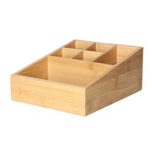 Bambou & Co Pennebak kantoor sorteer organizer - 6-vaks bakje - 21 x 16 cm - bamboe hout -