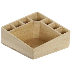 Items Bamboe bureau organizer/houder sorteerbakje/pennenbakje 14 x 14 x 7 cm -