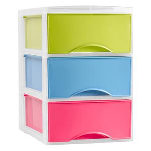 PlasticForte Ladeblokje/bureau organizer met 3x lades - multi kleuren - L18 x B26 x H34 cm - plastic -