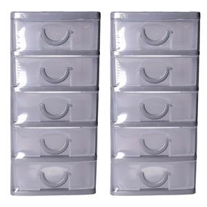 5five Ladeblokje kunststof met 5 lades - 2x - transparant/zwart - 9 x 13 x 19 cm - opberglades -