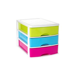 PlasticForte Ladeblok/bureau organizer met 3 lades multi-color/wit 35,5 x B 27 x H 26 cm -