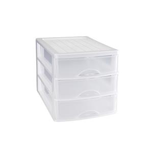 PlasticForte Ladeblok - 3 lades - wit - L35,5 x B27 x H26 cm - bureau organizer -