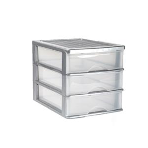 PlasticForte Ladeblok bureau organizer - 3 lades - grijs/transparant - L35,5 x B27 x H26 cm -