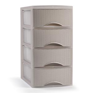 PlasticForte Ladeblokje/bureau organizer met 4x lades - beige - L18 x B25 x H33 cm - plastic -