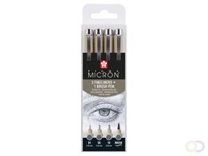 Bruynzeel Sakura Pigma Micron set - 4 stuks - koelgrijs