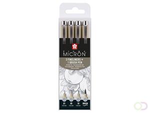 Bruynzeel Sakura Pigma Micron set - 4 stuks - licht koelgrijs