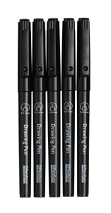 Panduro Tekenpennen - 5 stuks - 0,1 tot 0,8 mm - zwart