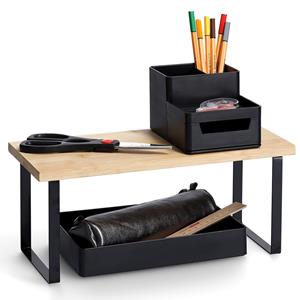 Zeller Bureau organizer - x 16 x 16 cm - zwart - metaal/bamboe hout -