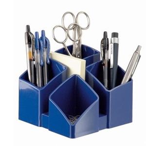 Han Bureau organizer/pennenbakje Scala - blauw 4- vaks- 12 x 12 x 10 cm - organisers kantoor artikelen -