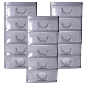 5five Ladeblokje kunststof met 5 lades - 3x - transparant/zwart - 9 x 13 x 19 cm - opberglades -