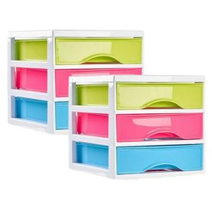 PlasticForte Ladeblokje/bureau organizer 2x lades - multi colour - L18 x B21 x H17 cm - plastic -