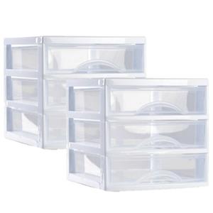 PlasticForte Ladeblokje/bureau organizer 2x lades - wit/transparant - L18 x B21 x H17 cm - plastic -
