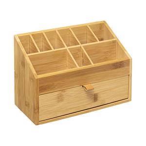 5five Ladeblokje/bureau organizer 1x lades en vakjes - bamboe hout - L26 x B12 x H18 cm - pennenbak -