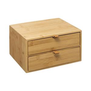 5five Ladeblokje/bureau organizer 2x lades - bamboe hout - L25 x B14 x H20 cm - lichtbruin -