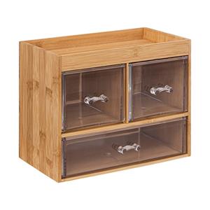 5five Bureau organizer - 3 lades - 24 x 20 cm - bamboe/kunststof - kantoor/hobby opbergen -