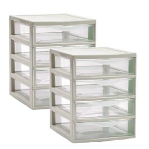 PlasticForte Ladeblokje/bureau organizer 2x lades - beige/transparant - L18 x B21 x H23 cm - plastic -