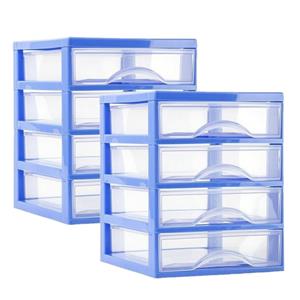 PlasticForte Ladeblokje/bureau organizer 2x lades - blauw/transparant - L18 x B21 x H23 cm - plastic -