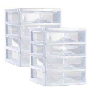 PlasticForte Ladeblokje/bureau organizer 2x lades - wit/transparant - L18 x B21 x H23 cm - plastic -