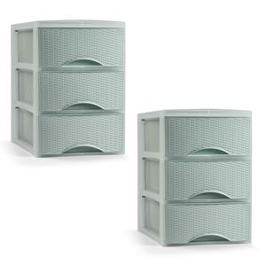 PlasticForte Ladeblokje/bureau organizer met 2x lades - mintgroen - L18 x B25 x H25 cm - plastic -