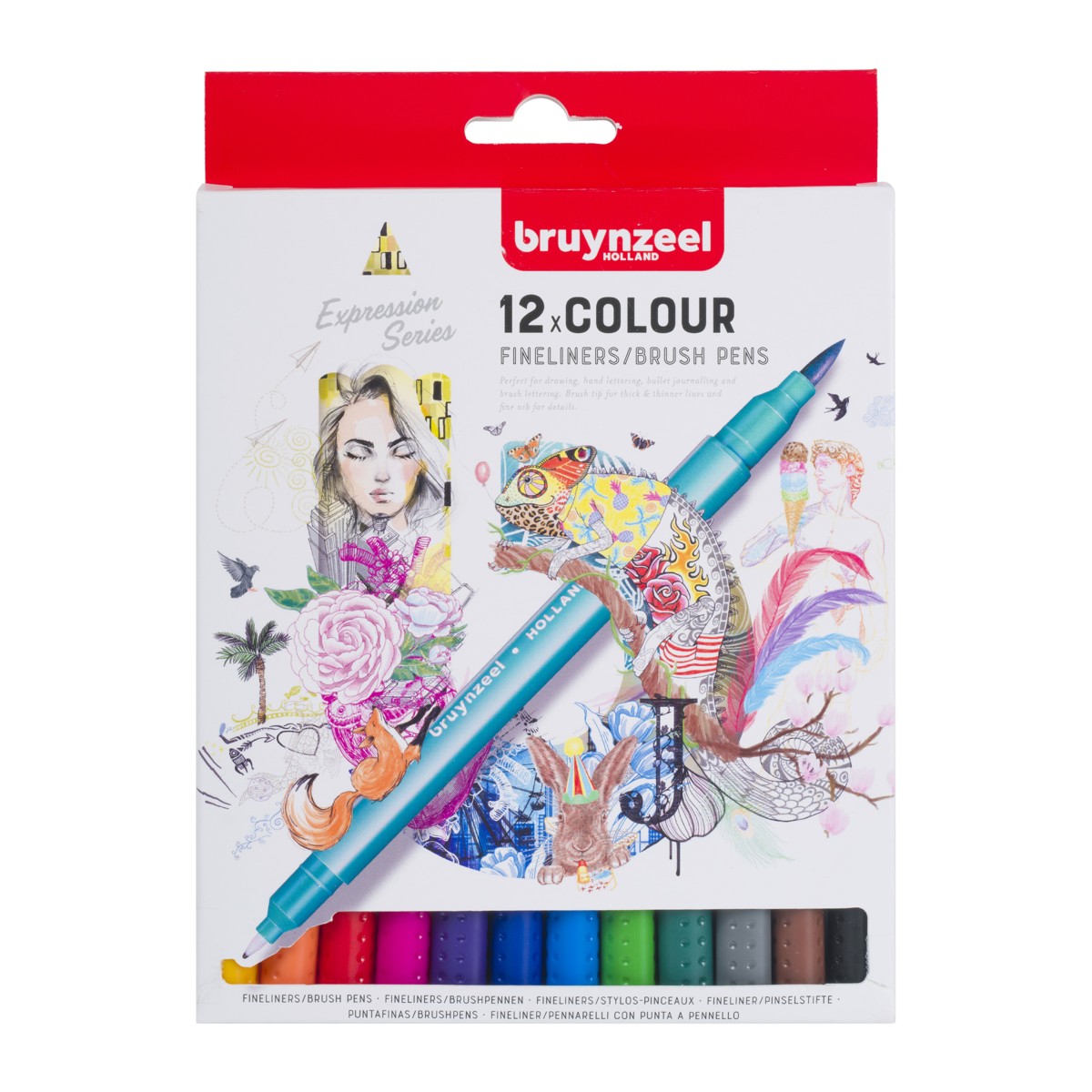 Bruynzeel Creatives - fineliners/brushpens - 12 stuks